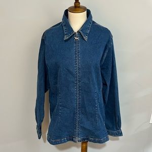 Wrangler stretch denim zip up jacket women’s sz XXL